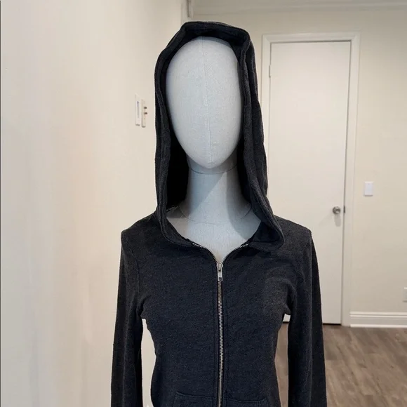 WILDFOX charcoal grey zip hoodie - Picture 6 of 16